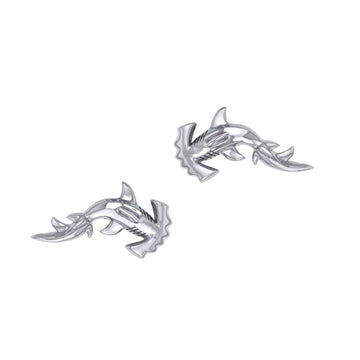 Hammerhead Shark Silver Post Earrings by Peter Stone TER2185 - Jewelry